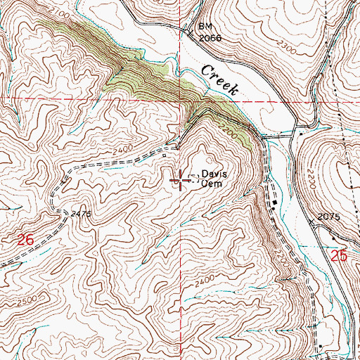 Topographic Map of Davis Cemetery, WA
