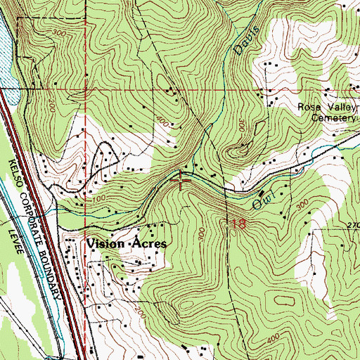 Topographic Map of Davis Creek, WA