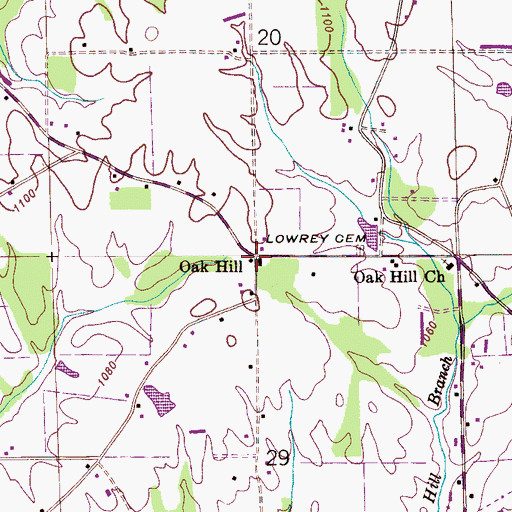 Topographic Map of Oak Hill, AL