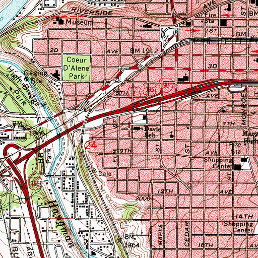 Topographic Map of Davis School, WA