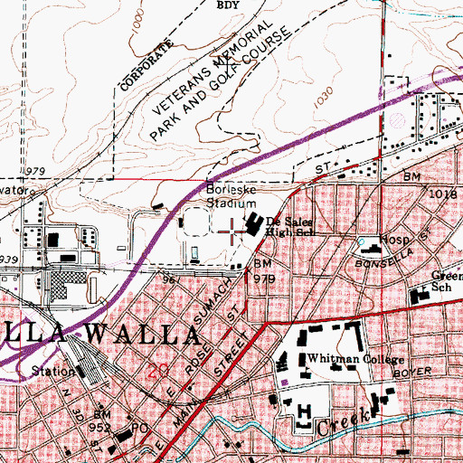 Topographic Map of Desales Catholic High School, WA