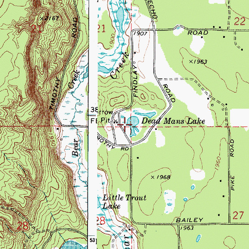 Topographic Map of Dead Mans Lake, WA