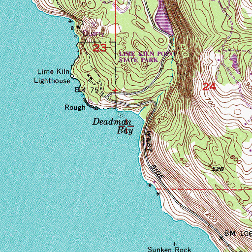 Topographic Map of Deadman Bay, WA