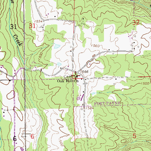 Topographic Map of Oak Hill Church, AL
