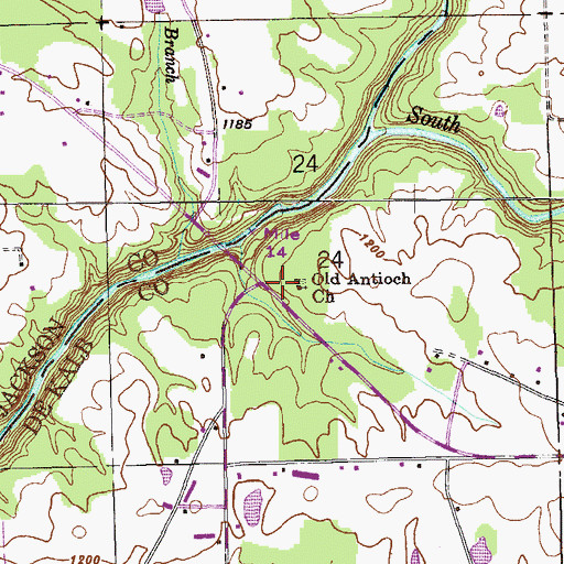 Topographic Map of Old Antioch Church, AL