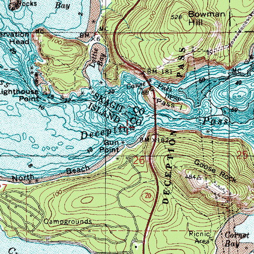 Topographic Map of Deception Pass, WA