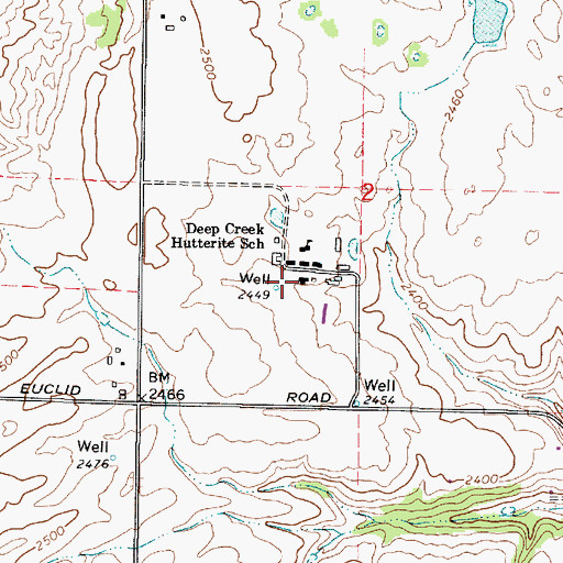 Topographic Map of Deep Creek Hutterian School, WA