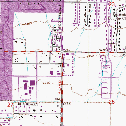 Topographic Map of Shea Scottsdale Shopping Center, AZ