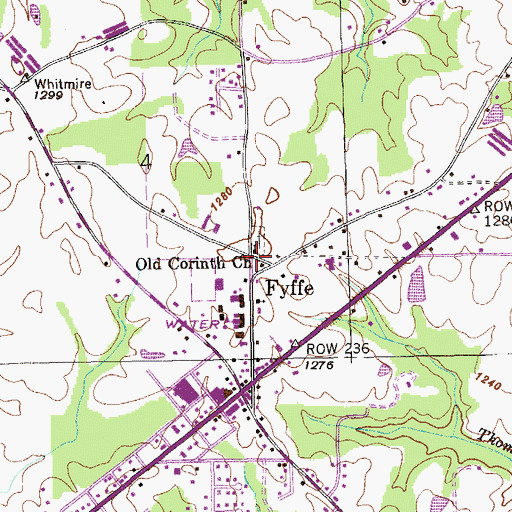 Topographic Map of Old Corinth Church, AL