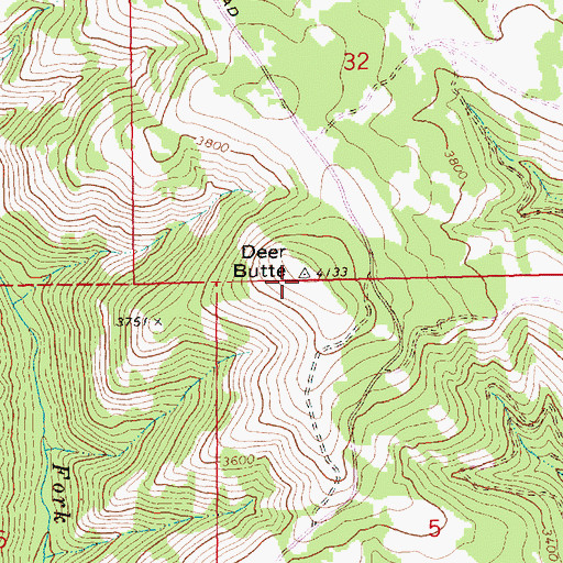Topographic Map of Deer Butte, WA