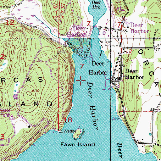 Topographic Map of Deer Harbor, WA