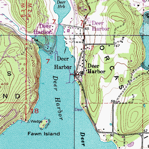 Topographic Map of Deer Harbor, WA