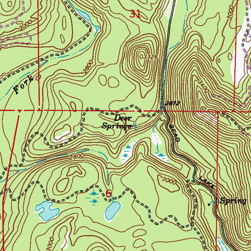 Topographic Map of Deer Springs, WA