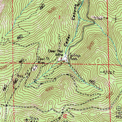 Topographic Map of Deer Trail Mine, WA