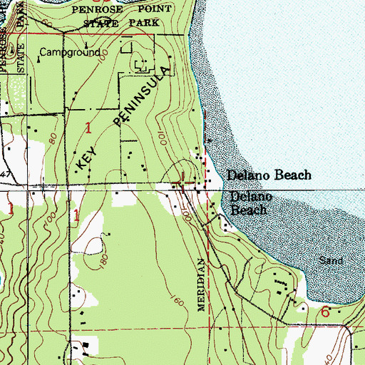Topographic Map of Delano Beach, WA