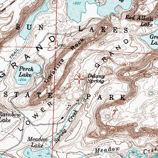 Topographic Map of Delany Spring, WA