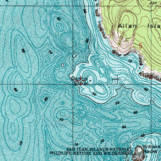Topographic Map of Dennis Shoal, WA