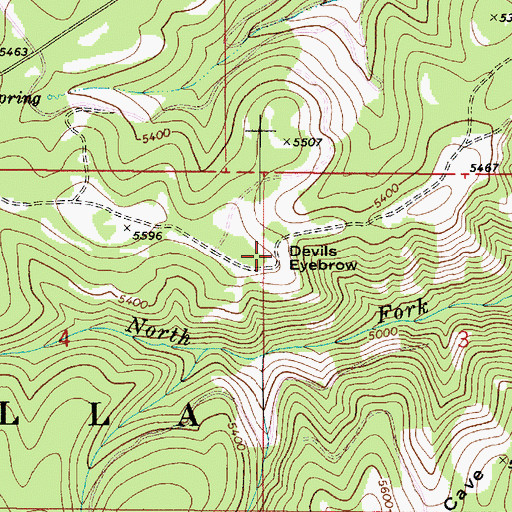 Topographic Map of Devils Eyebrow, WA