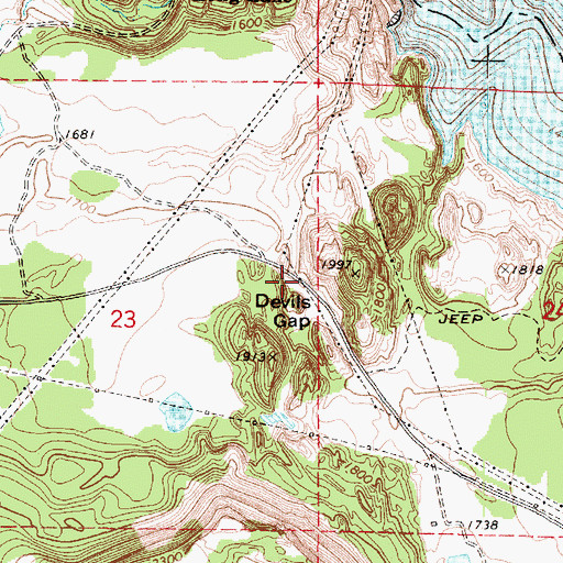Topographic Map of Devils Gap, WA