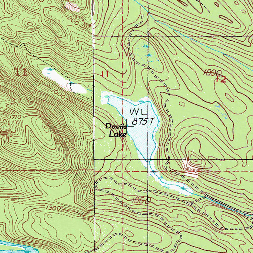 Topographic Map of Devils Lake, WA