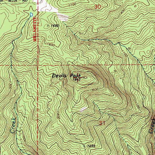 Topographic Map of Devils Peak, WA