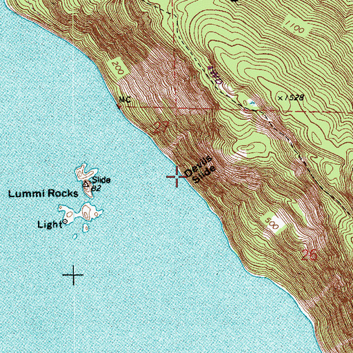 Topographic Map of Devils Slide, WA