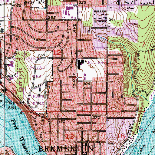 Topographic Map of Mountain View Middle School, WA