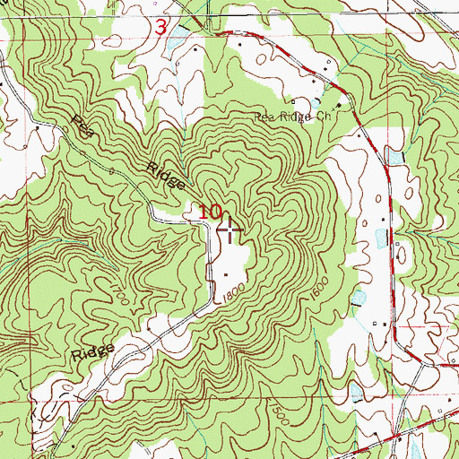 Topographic Map of Pea Ridge, AL