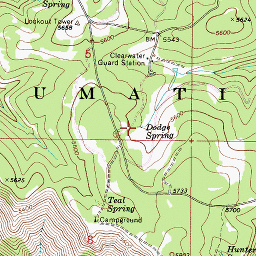 Topographic Map of Dodge Spring, WA