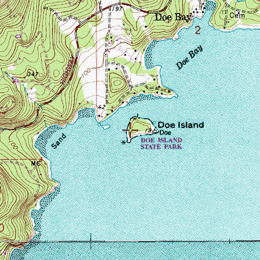 Topographic Map of Doe Island, WA