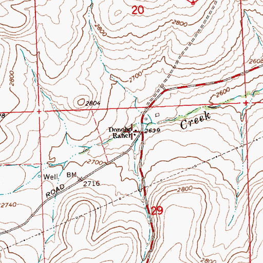 Topographic Map of Donoho Ranch, WA