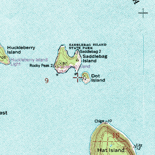 Topographic Map of Dot Island, WA