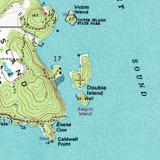 Topographic Map of Double Island, WA