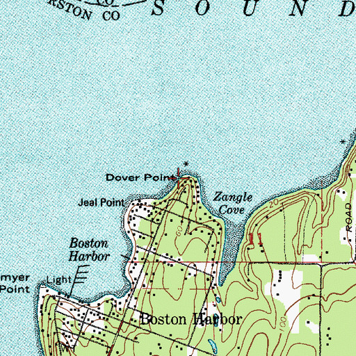 Topographic Map of Dover Point, WA