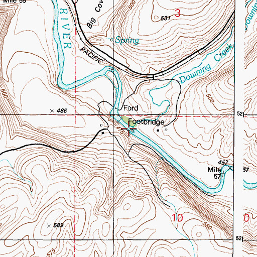 Topographic Map of Downing Creek, WA