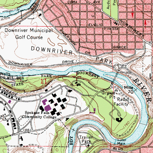 Topographic Map of Downriver Park, WA