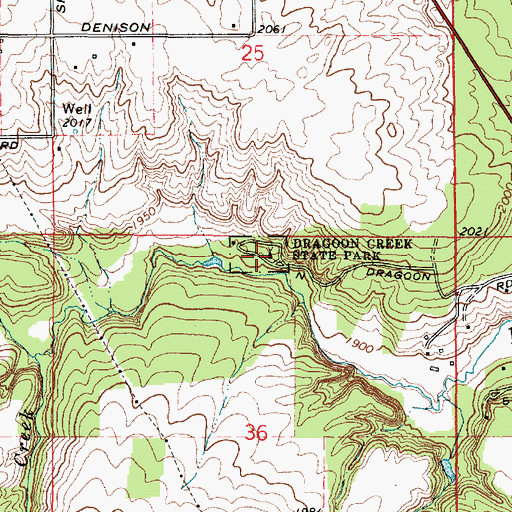 Topographic Map of Dragoon Creek State Park, WA