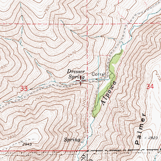 Topographic Map of Dresser Spring, WA