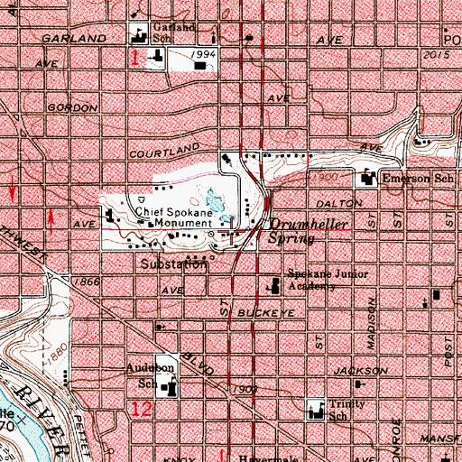 Topographic Map of Drumheller Spring, WA