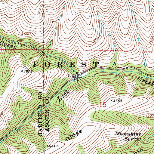 Topographic Map of Dry Fork Lick Creek, WA