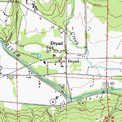 Topographic Map of Dryad, WA