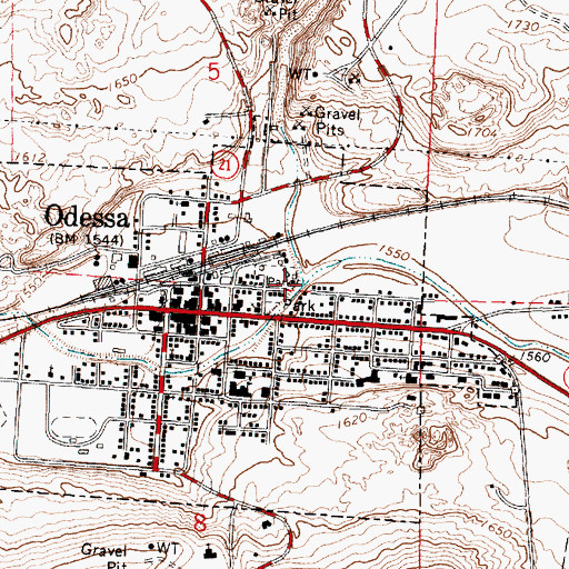 Topographic Map of Duck Creek, WA