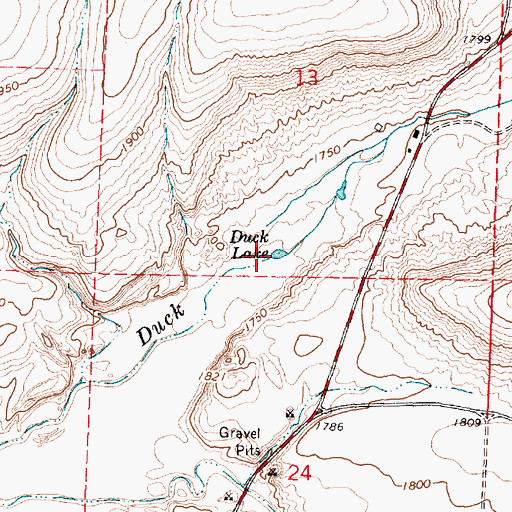 Topographic Map of Duck Lake, WA