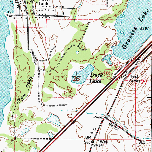 Topographic Map of Duck Lake, WA