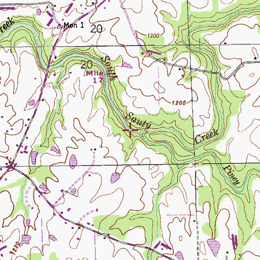 Topographic Map of Piney Creek, AL