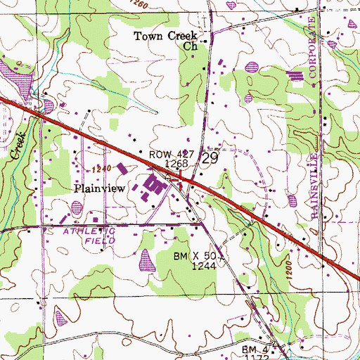 Topographic Map of Plainview, AL