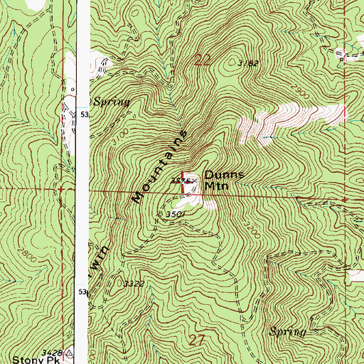 Topographic Map of Dunns Mountain, WA