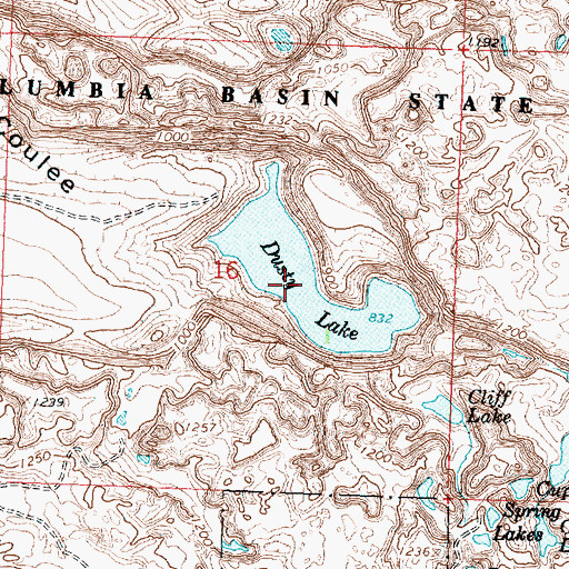 Topographic Map of Dusty Lake, WA