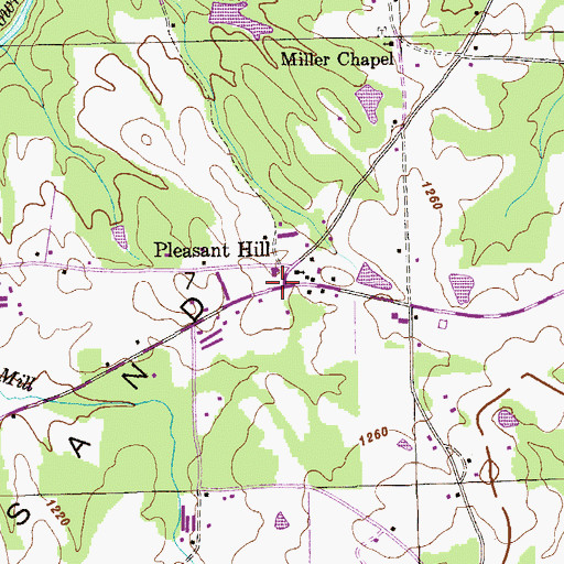 Topographic Map of Pleasant Hill, AL
