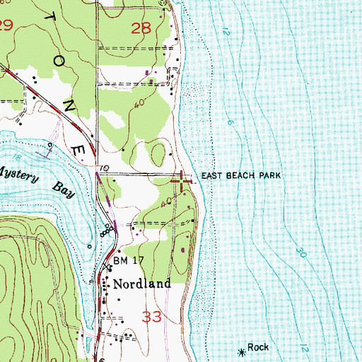 Topographic Map of East Beach Park, WA